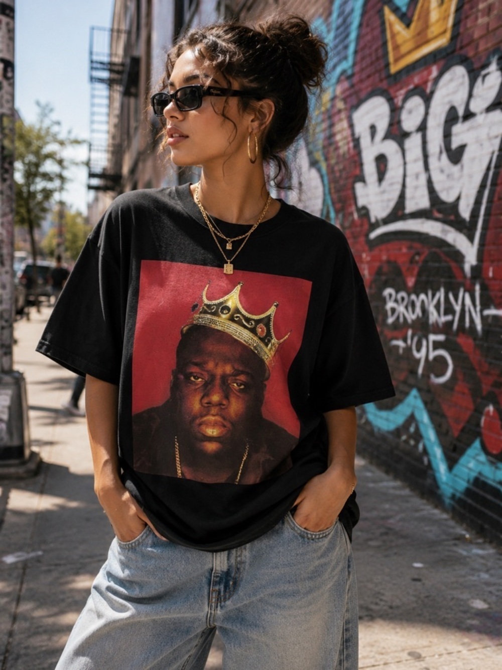 Notorious BIG Crown Graphic Tee M Oversized Fit Hip Hop Streetwear Shirt